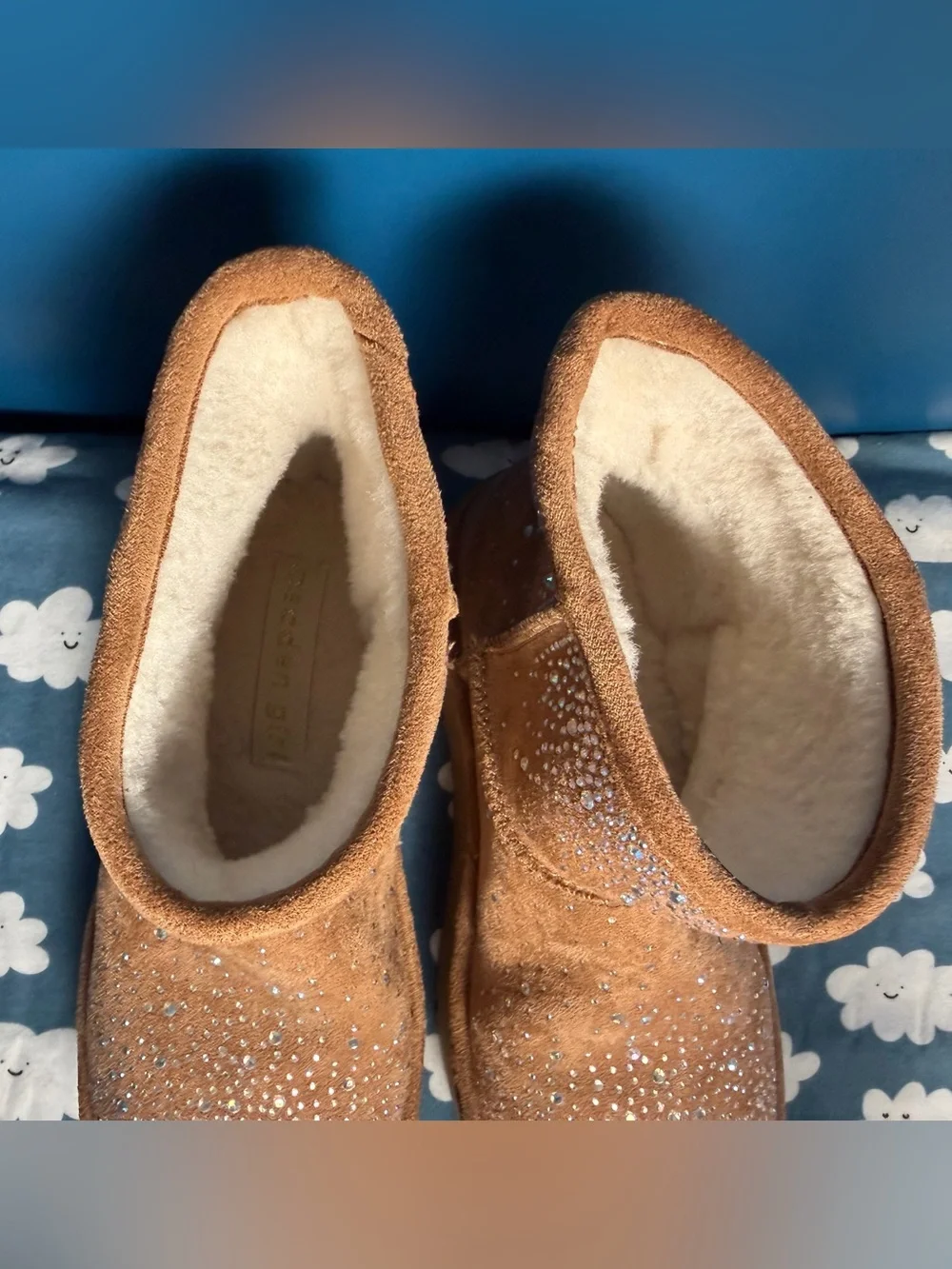 Madden Girl Rhinestone Platform Mini Boots Youth Size 7
